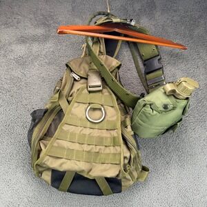Everest Tactical Sling Backpack Olive Green Hydration Bladder Canteen Belt M